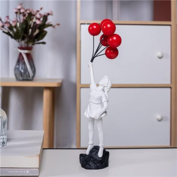 New in Box - Flying Balloons Girl Statue, Modern Art Sculptures for Home Decor - Picture 4 of 6